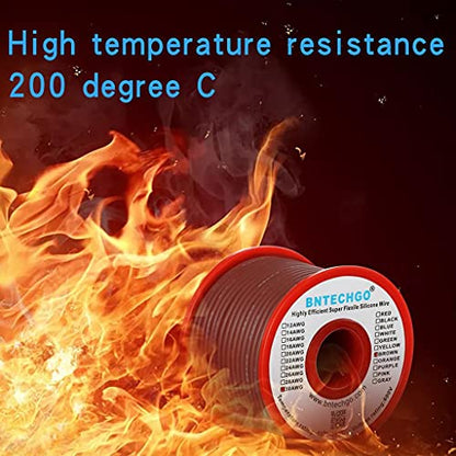 BNTECHGO 30 Gauge Silicone Wire Spool 50 ft Brown Flexible 30 AWG Stranded Tinned Copper Wire | Flexible 30 AWG Stranded Wire Silicone Rubber Insulation For RC Models, Drone, Robot, LED Lighting Systems, 3D Printer, DIY - size: 30 gauge silicone wire 50ft