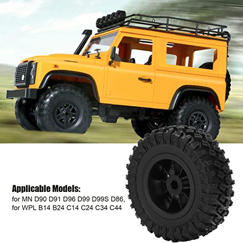 FastUU RC Car Tires Wheel, Wear Resistance Antislip RC Car Rubber Tires Excellent for WPL B14 B24 C14 C24 for MN D90 D91 D96 D99(R789BL Black)