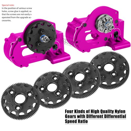 Metal Magnum 272R Assembled Transmission Upgrades Part for 1/10 Slash/Rustler/Stampede/Bandit 2WD VXL. Gearbox Transmission Bundle with Tooth Spur Gear Hops Up. #9495(Pink) - color: Pink(for 1/10)