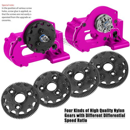 Metal Magnum 272R Assembled Transmission Upgrades Part for 1/10 Slash/Rustler/Stampede/Bandit 2WD VXL. Gearbox Transmission Bundle with Tooth Spur Gear Hops Up. #9495(Pink) - color: Pink(for 1/10)