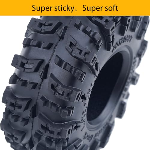 DJX 4PCS 1.3 Inch 68mm Tall Tires Super Soft Sticky Rubber Tires with Foam Insert for 1/18 1/24 Axial SCX24 TRX4M FCX18 UTB18 Etc RC Crawler Car