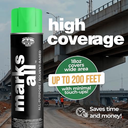 Fox Valley 18oz Marks All Solvent-Based Paint 12-Pack, Green Fluorescent - color: Green Fluorescent