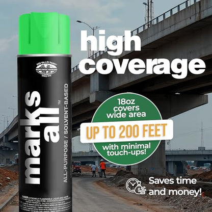 Fox Valley 18oz Marks All Solvent-Based Paint 12-Pack, Green Fluorescent - color: Green Fluorescent
