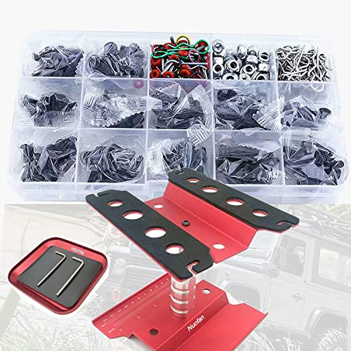 Aluminum RC Car Repair Work Stand Repair Tool Set 360 Degree Rotation and 610PCS RC Screws Kit for 1/8 1/10 1/12 1/16 1/18 RC Car Truck Scale Crawler (RC Work Stand+ RC Screws Kit)