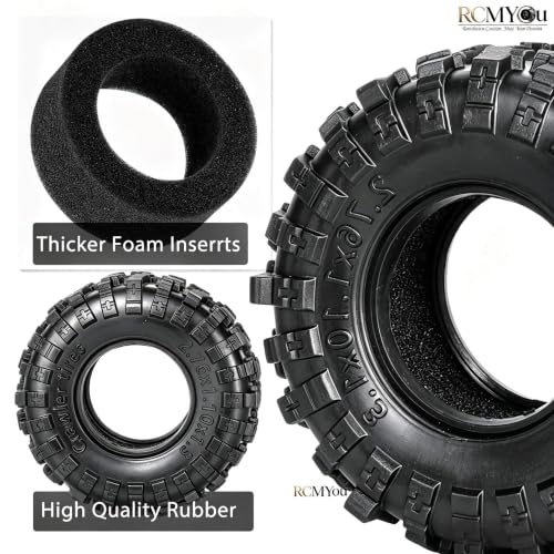 RC 1.3" Soft Rubber Wheel Tires for 1/24 1/18 SCX24 TRX4M RC Crawler Car,Soft Sticky Wheel Tires,Wheels Fetal Skin(4PCS)-B - style: Rubber Wheels-B