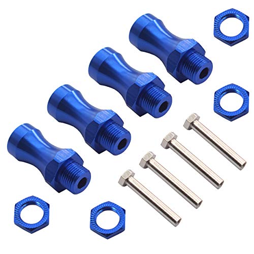 4Pack ShareGoo Aluminum 12mm to 17mm Wheel Extension Hex Drive Hub Adapter Widener 30mm Offset Compatible with Tamiya Axial RC4WD Traxxas 1/10 Off-Road RC Car Buggy Monster Truck Tires,Blue