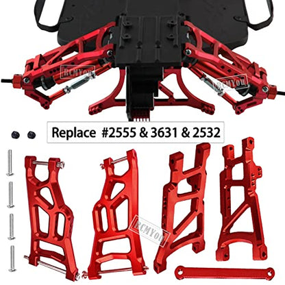 Upgrades Part for 1/10 Slash 2WD,Aluminum Front Rear Suspension Arm,Shock Tower,Caster Block,Steering Blocks,Rear Stub Axle Carriers,Steering Block,Front Bulkhead Upgrades Set,Red - color: Red for Upgrades