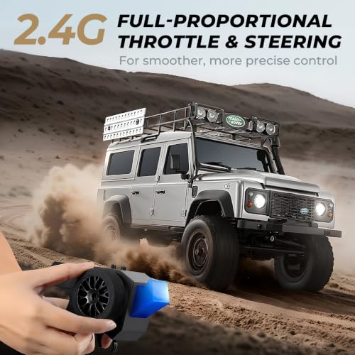 1/18 Scale RC Rock Crawler, MN-111C Land Rover RC Car Models, 4WD Off-Road RC Truck RTR W/ 2.4G Remote RC Vehicles for Adults Hobby Toys Gifts (Grey) - color: Gray