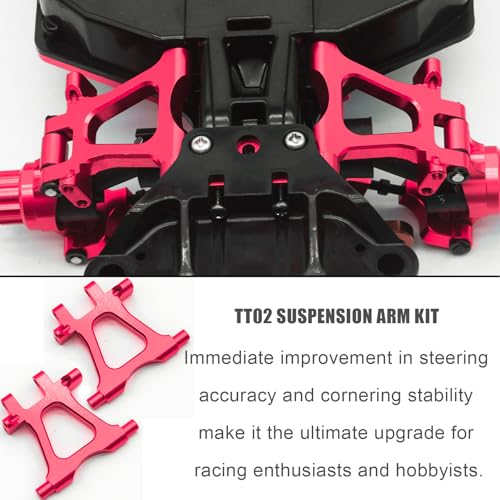 Aluminum Alloy Front & Rear Lower Suspension Arms Kit for Tamiya TT02 1/10 Scale on Road RC Car Upgrade Parts, High-Precision TT-02 Lower Arms Set, Includes TT02 Chassis Lower Front/Rear Arms & Screws - color: Red, size: Front Rear Lower Suspension Arms