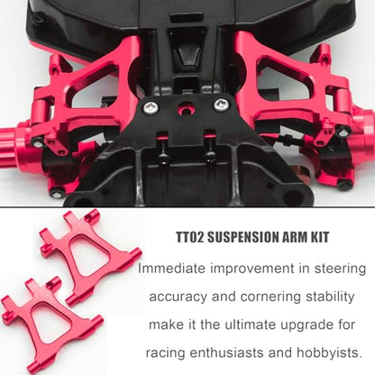 Aluminum Alloy Front & Rear Lower Suspension Arms Kit for Tamiya TT02 1/10 Scale on Road RC Car Upgrade Parts, High-Precision TT-02 Lower Arms Set, Includes TT02 Chassis Lower Front/Rear Arms & Screws - color: Red, size: Front Rear Lower Suspension Arms