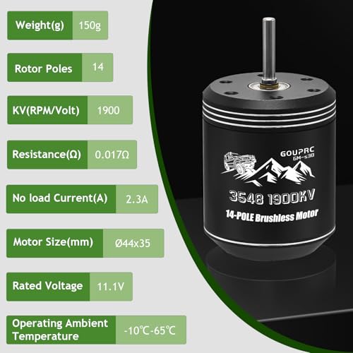 GOUPRC S3548 1900KV Outrunner Brushless Motor with 80A Brushless Crawler ESC Electric Speed Controller Combo Set for 1/10 1/12 RC Crawler Car Upgrades - color: Green 1900kv Motor & 80a Esc