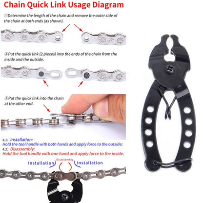 Ximimark 2 pcs Mini Chain Quick Link Tool Bicycle Chains Link Plier Mountain Bike Chain Clamp Magic Buckle Removal Installation Hand Tools
