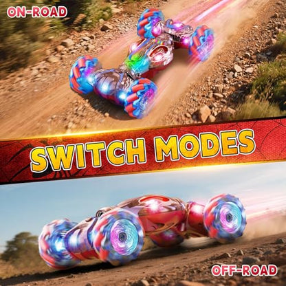 Nicella S-Pider Remote Control Car, 2.4GHz 4WD Gesture Sensing Rc Stunt Car for Boys and Girls Ages 6-12，Drift RC Cars with Lights and Spray, Double Side Toys Ideal Birthday and Xmas Gift for Kids