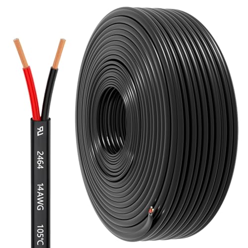 14 Gauge Wire 2 Conductor Electrical Wire, 14 AWG 2.08mm² Wire PVC Cord,12V/24V DC Low Voltage/Copper-clad Aluminum(CCA)Flexible/2 Wire for Automotive Wire LED Strips Lamp Lighting Marine(45.8M/150FT) - color: 14AWC, size: 150FT