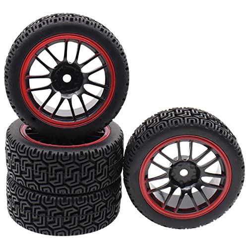 4PCS Treehobby OD 2.68" (68mm x 26mm) Rubber RC Wheel 12mm Hex Hub Wheels and Tires Set Compatible with 1/10 HSP HPI Redcat Himoto Kyosho Sakura RC On-Road Racing Car Touring Car Upgrade Parts