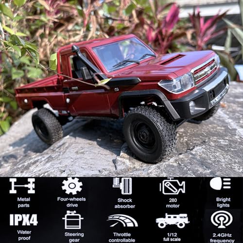 WPLDEWAN MN82 RC Crawler 1/12 Scale Remote Control Truck Off Road | RC Rock Crawler 4x4 Toyota Land Cruiser All Terrain Car 280 Motor Full Proportional RTR Hobby Toy Adult