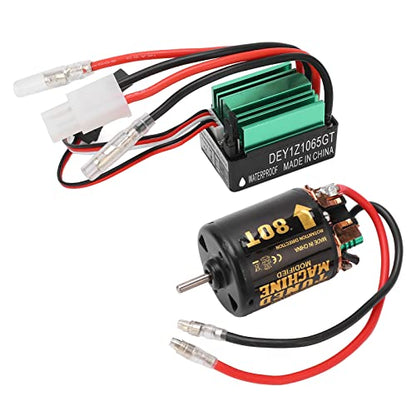 Alomejor Brushed Motor ESC Combo, High Torque 80T 540 Size Motor Green Electronic Speed Controller for RC Hobbyists Off Road Crawling