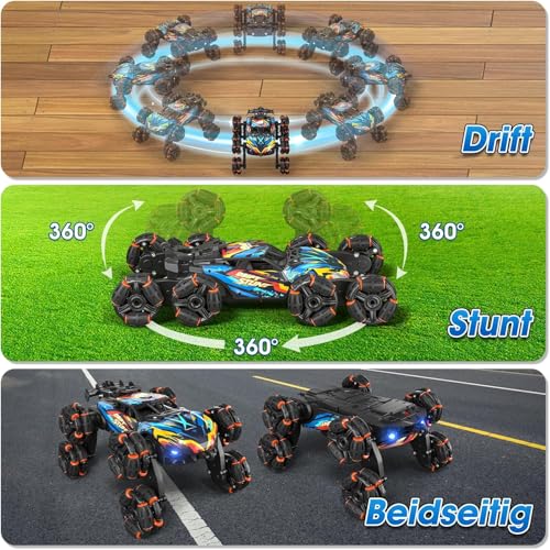 8WD Gesture Sensing Road Stunt Car, Remote Control Cars with LED Light, Music and Spray, Drift RC Car Toys Gifts for 6-12 Years Old Boys Girls