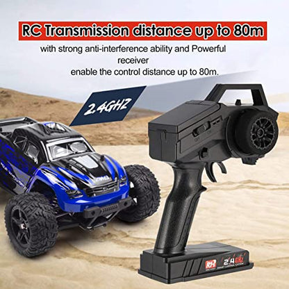 1:16 Scale All Terrain RC Car, 40KM/H High Speed 4WD RC Monster Truck | 4X4 Off-Road Remote Control Truck, Strong Shockproof Resistance - color: Navy Blue