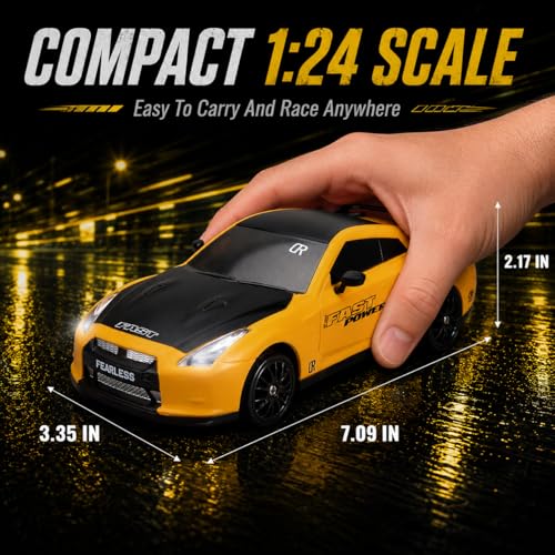 Liberty Imports RC Drift Car 1/24 2.4GHz 4WD Remote Control Sport Racing On-Road Vehicle with LED Light, Batteries and Drift Tires (Style 6) - style: Yellow