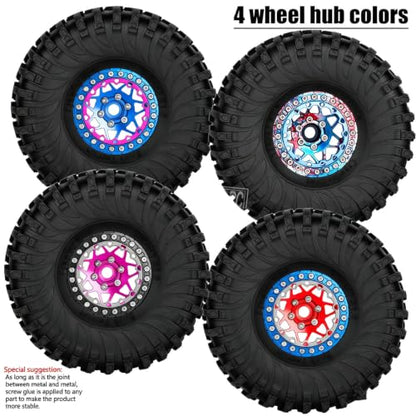 1.9 RC Wheels and Tires for 1/10 SCX10 90046 AXI03007 TRX4 TRX6 VS4-10 Gen7 Gen8 MST CFX D90.Aluminium RC Truck Tires Highway Tires 1.9" RC Wheels 1.9 Beadlock Wheel Rim RC Tires,Navy Blue - color: Navy Blue(1.9tires)