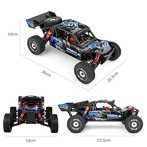 GoolRC WLtoys 124018 RC Car, 1/12 Scale 2.4GHz Remote Control Car, 4WD 60km/h High Speed Racing Car, Off-Road Buggy Drift Car RTR with Aluminum Alloy Chassis, Zinc Alloy Gear and 2 Batteries - size: 2 battery