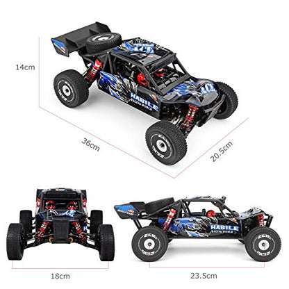 GoolRC WLtoys 124018 RC Car, 1/12 Scale 2.4GHz Remote Control Car, 4WD 60km/h High Speed Racing Car, Off-Road Buggy Drift Car RTR with Aluminum Alloy Chassis, Zinc Alloy Gear and 1 Battery - size: 1 battery