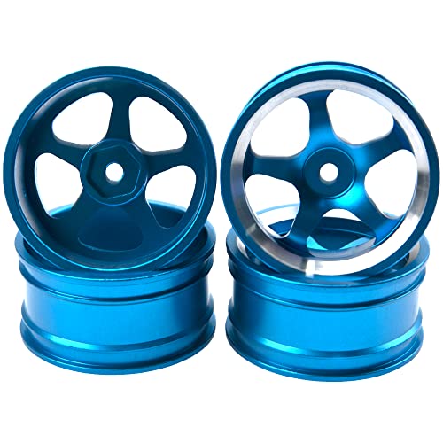 4Pcs Vgoohobby Metal Wheel Rims 12mm Hex Hub 5-Spoke Width 26mm Compatible with 1/10 Tamiya Kyosho HSP HPI Traxxas RedCat Sakura 1/10 On-Road Racing Touring RC Drift Car (Blue) - color: Blue