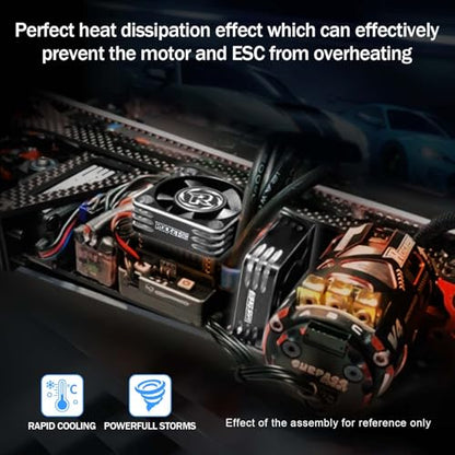 Surpass Hobby 35mm Cooling Fan 21000RPM 8.4V Aluminum RC Motor ESC Fan for 1/8 1/10 Scale RC Car 3650,3660,3670 Brushless Motor (Black+Silver) - style: Silver