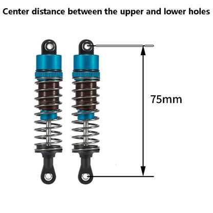 1/10 RC Cars Oil Leakproof Shocks,2Pcs Adjustable Oil Filled Shocks 52mm-120mm for 1/10 RC Buggy Truggy On Road Touring Drift Cars Monster Trucks Upgrade Parts (2pcs 75mm blue) - color: 2pcs 75mm blue