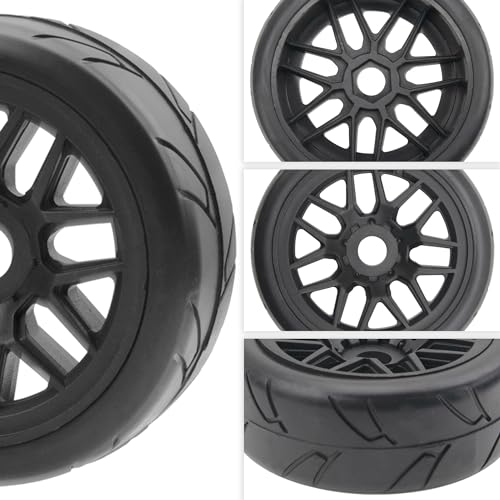 4Pack Vgoohobby 17mm RC Wheels and Tires 104mm 1/8 Off Road Buggy Rubber Street Tires Compatible with Arrma Typhon Talion 6S Redcat Tamiya HPI Losi Kyosho Hobao 1/8 RC Off Road Buggy (14 Spoke) - color: 14 Spoke