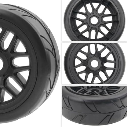 4Pack Vgoohobby 17mm RC Wheels and Tires 104mm 1/8 Off Road Buggy Rubber Street Tires Compatible with Arrma Typhon Talion 6S Redcat Tamiya HPI Losi Kyosho Hobao 1/8 RC Off Road Buggy (14 Spoke) - color: 14 Spoke