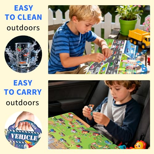 Elfew 2 Pack Puffy Vehicle Sticker Books for Toddlers Ages 2-4 3-5 | Extra-Large Tri-Fold Sticker Book, Construction Truck and Car Theme, Over 100+ Stickers, 3D Reusable, Activity Gifts for Boy - color: Construction and Vehicle