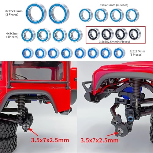 Bearing Kit for TRX4M for Bronco for Defender 1/18 RC Crawler Replacement Parts rc Car Modified Pieces 22Pcs Sealed Ball Bearing Set