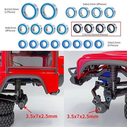 Bearing Kit for TRX4M for Bronco for Defender 1/18 RC Crawler Replacement Parts rc Car Modified Pieces 22Pcs Sealed Ball Bearing Set
