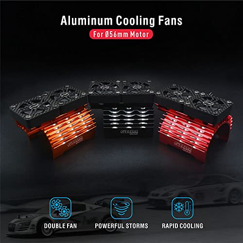 30mm RC Motor Cooling Fans, Hobby Twin Fan with Metal Heatsink for 1/8 1/10 RC Car 3650 3660 540 550 (30mm Black for 40/42mm Motor) - style: 30mm Black for 40/42mm Motor