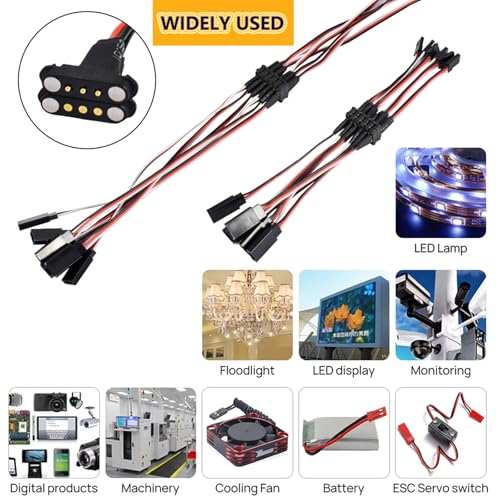 3-pin JR Plug Magnetic Snap-on Servo Extension Cable Wire Cord Female to Male RC Servo Extension Cord Wire Connectors for RC Models, Cars, Planes, Drones, DIY Projects (20CM*3 Pairs) - style: 20CM*3 Pairs