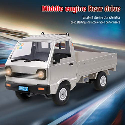 GoolRC WPL D12 RC Car, 1/10 Scale 2.4Ghz Remote Control Car, Simulation Drift Truck with Brushed Motor, LED Headlights, Middle Engine Rear Drive RTR Toys Cars for Adults, Included 3 Batteries