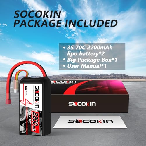 3S Lipo Battery 11.1V 70C 2200mAh Battery Short Soft Case RC Car Battery with T-Plug Connector Plug for RC Crawler Cars Truck Airplanes Quadcopters Boats 2 Packs