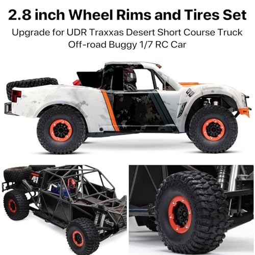 2.2" RC Crawler Tires with Foam Inserts, 4Pcs 135mm All Terrain Rubber Tires for 1/8 1/10 Short Course Truck Desert Racer – Compatible with TRX4 TRX6 RBX10 KM4 MJX H8H