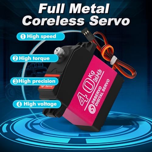 40KG Servo Motor High Torque RC Servo Motor Waterproof for 1/8, 1/10, 1/12 Scale Cars and DIY Projects (270 Degree)