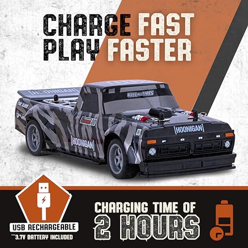 Flybar Hoonigan, Hoonitruck Remote Control Car for Kids – RC Car, RC Cars, Race Car, 3.7V, 2.4 GHz, Detailed Replica Design, USB Rechargeable Battery Included, 1:16 Scale, 150 ft Range, 6 Mph - size: 1:16, style: Hoonitruck