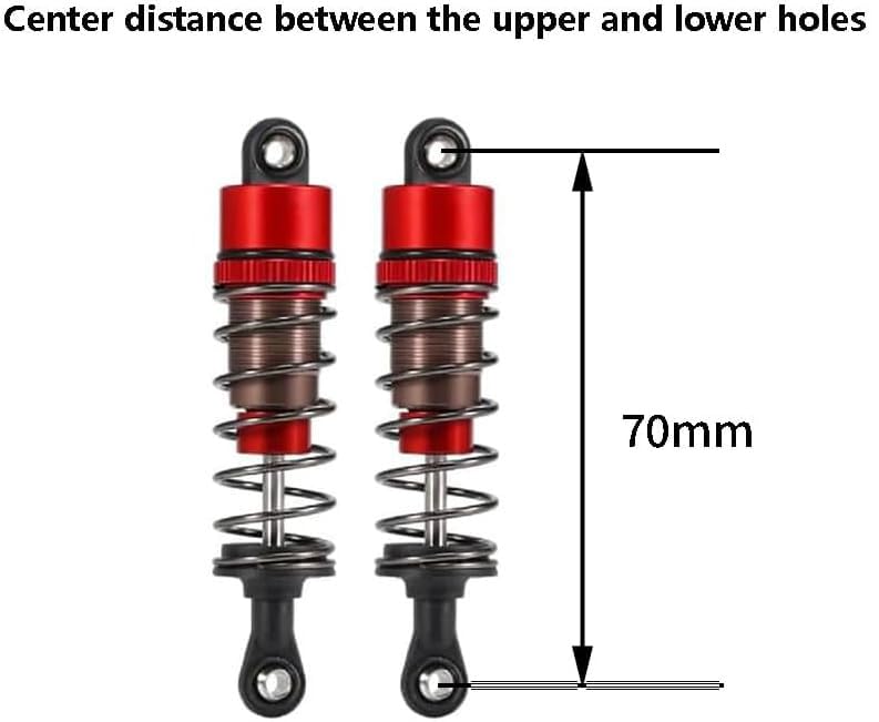 1/10 RC Oil Leakproof Shocks,2Pcs Adjustable Oil Filled Shocks 52mm-120mm for 1/10 RC Buggy Truggy On Road Touring Drift Cars Monster Trucks Upgrade Parts (2pcs 70mm red) - color: 2pcs 70mm red