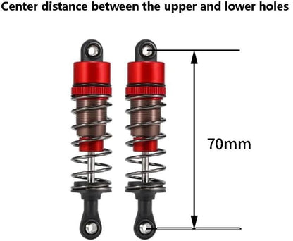 1/10 RC Oil Leakproof Shocks,2Pcs Adjustable Oil Filled Shocks 52mm-120mm for 1/10 RC Buggy Truggy On Road Touring Drift Cars Monster Trucks Upgrade Parts (2pcs 70mm red) - color: 2pcs 70mm red