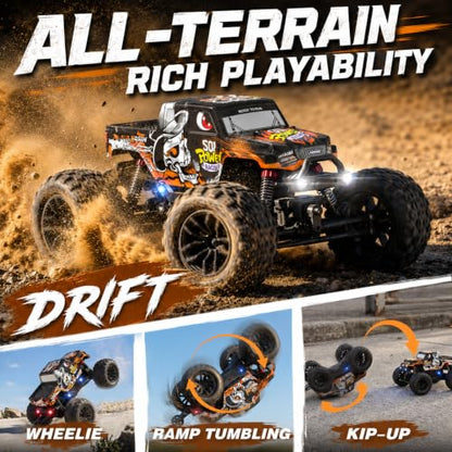 Hosim 1/18 All Terrain Remote Control Car, 38KPH 4WD RC Car Monster Truck | High Speed 4WD Remote Control Monster Truck, RC Truck with 2 Rechargeable Batteries, Waterproof Remote Control Truck Toy Gift - color: Orange