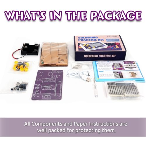 Basic Soldering Kit for Teaching, Soldering Practice Kit with Retro Classic Games, Soldering Projects for STEM Education, Electronic Kits for College High School Students Learning,Age14+ - color: Yellow Button (Purple Pcb)