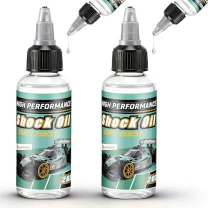 2 Bottles Racing Silicone Shock Oil 25WT 250CST | RC Car Shock Oil for Lubricating R/C Radio Controlled Cars and All Types of Vehicles, RC Shock Oil, Does Not Evaporate - style: 25wt 250cst