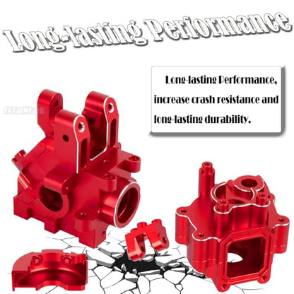 RC Center Gearbox & Front or Rear Transmission Case Upgrades Part for 1/5 Kraton 8S BLX Outcast 8S BLX,Aluminum Alloy Front or Rear Gearbox & Center Transmission Gearbox Hops Up,Red - color: Red - (Gearbox)