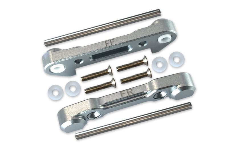 GPM For Losi 1:10 Lasernut U4 Tenacity LOS03028 / Tenacity DB Pro LOS03027V2 Upgrade Parts Aluminum Front Lower Suspension Mount - 12Pc Set Gray Silver