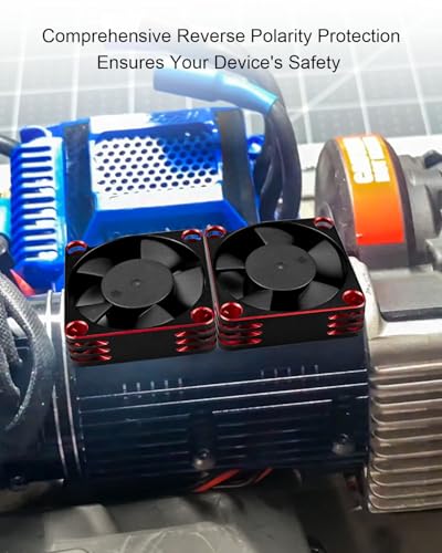 2PCS ESC Motor Cooling Fans for 1/8 and 1/10 Scale RC Cars | 35mm 21000RPM, Aluminum RC Motor Cooling Fan, for 3650 3660 540 550 Brushless Motor, Black Red
